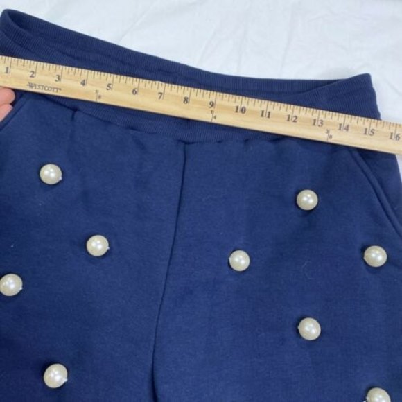 Asos Design Womens Navy Cotton Blend Jogger Pants With Big Pearls Size 6 A050522 - Picture 2 of 6